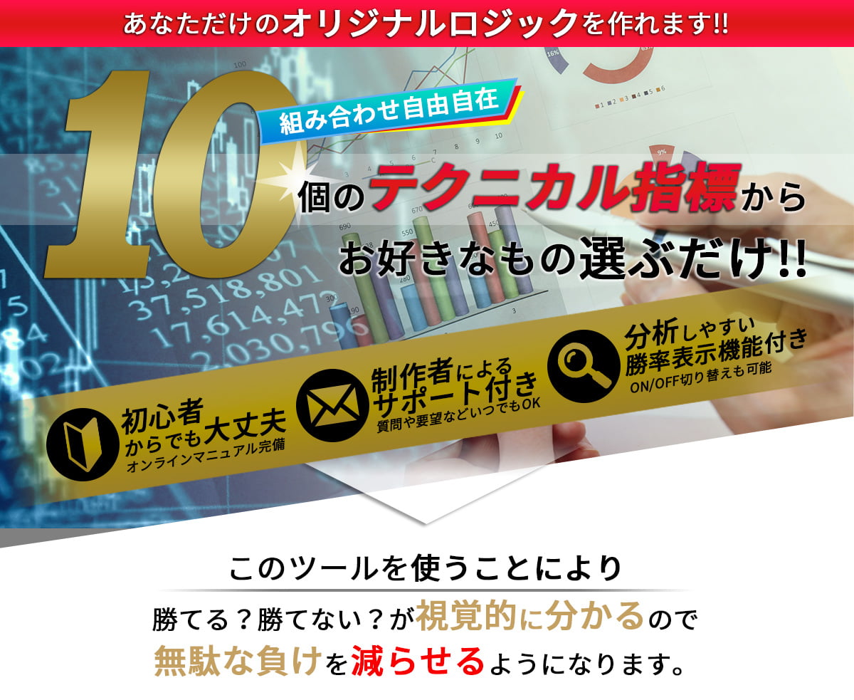 10個のテクニカル指標からお好きなものを選ぶだけ！