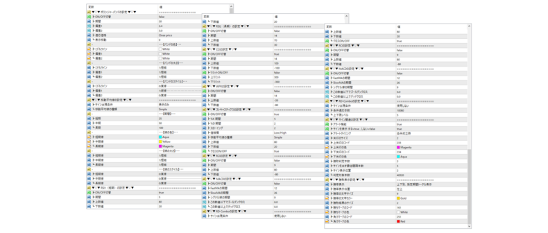 逆張りマスターのパラメーター設定画面